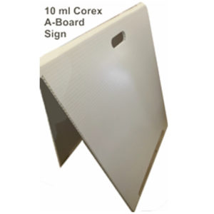 Corex A-board sign displayed