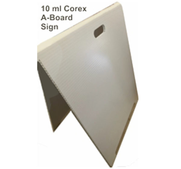 Corex A-board sign displayed