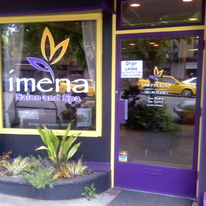Close-up of vinyl lettering for signage